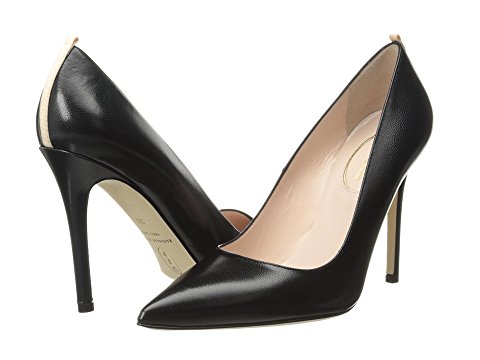 black leather work heels